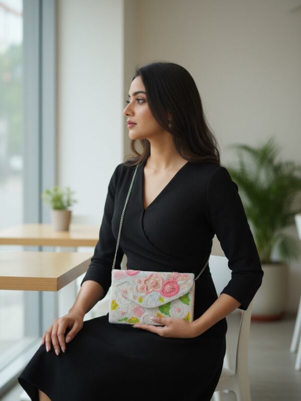 3ce657ce-16a5-4819-bee6-04429c82c260 Ivory Bloom Handcrafted Floral Beaded Clutch