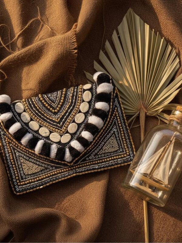 Amara Midnight Beaded Clutch