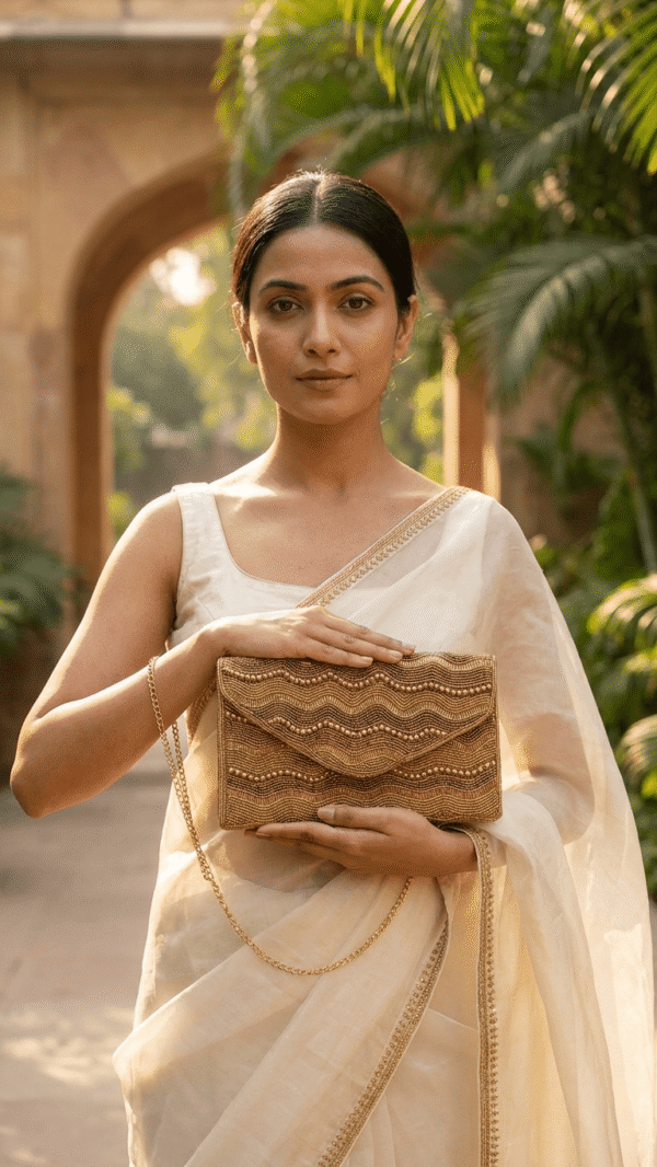 1 (1) Golden Wave Beaded Clutch