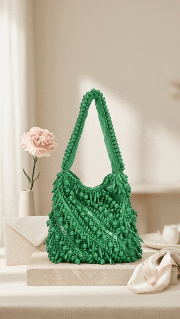 Emerald Dew Beaded Shoulder Potli