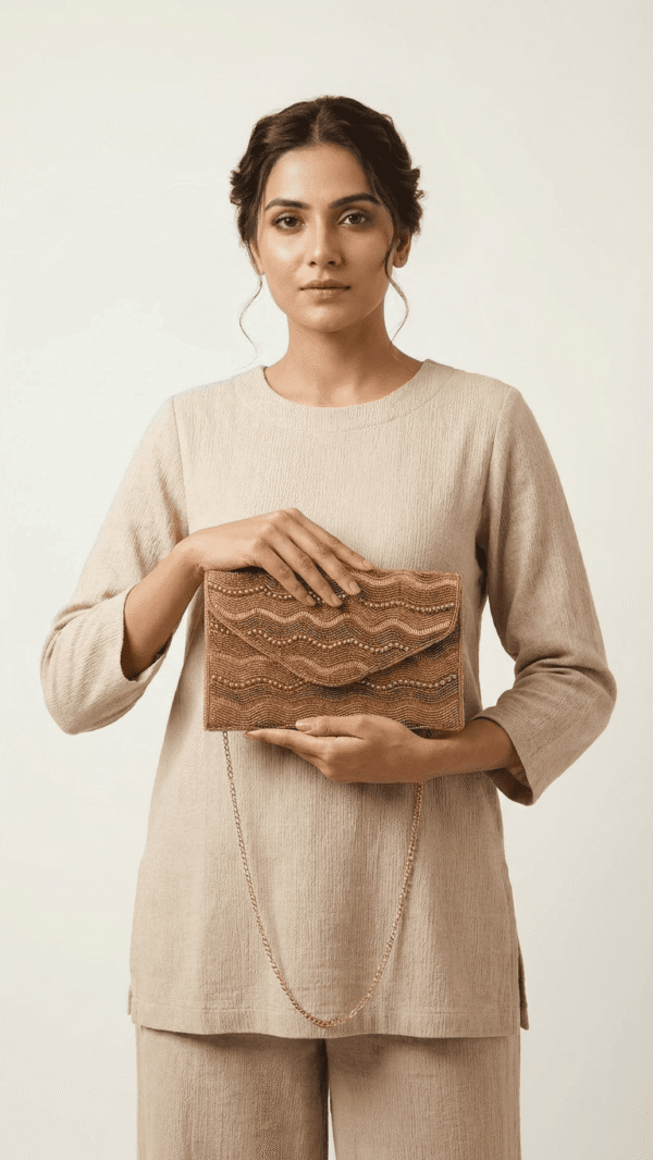2 Golden Wave Beaded Clutch