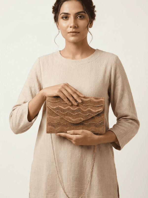 2 Golden Wave Beaded Clutch