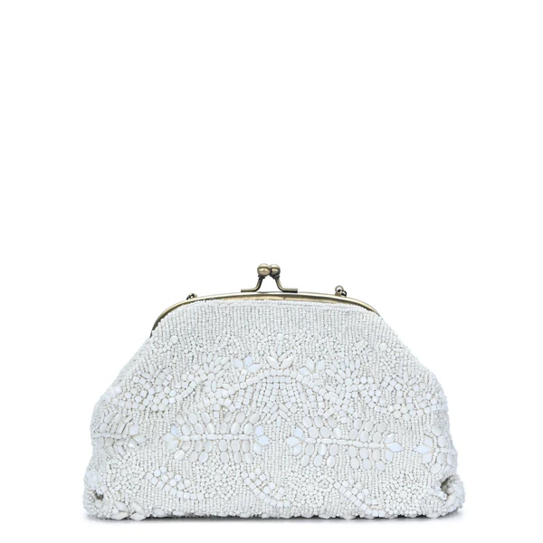 Ivory Blossom Beaded Clutch