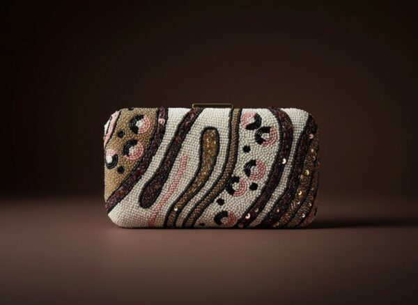 H Blush Marble Beaded Clutch