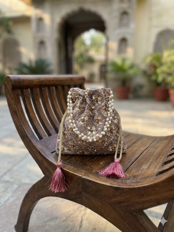 Embellished Pearl Drawstring Potli Bag