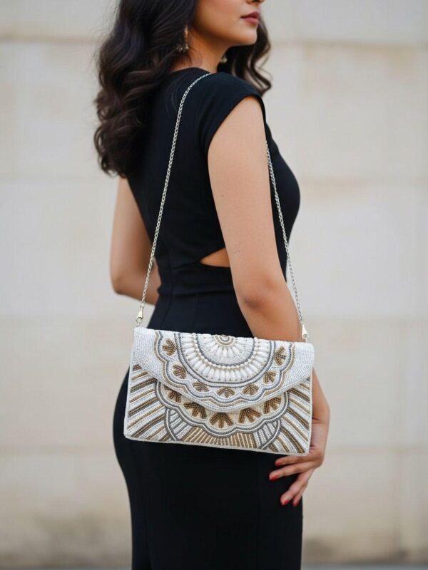 Beaded Boho Envelope Clutch Bag