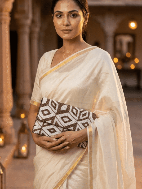 Desert Geometric Beaded Clutch