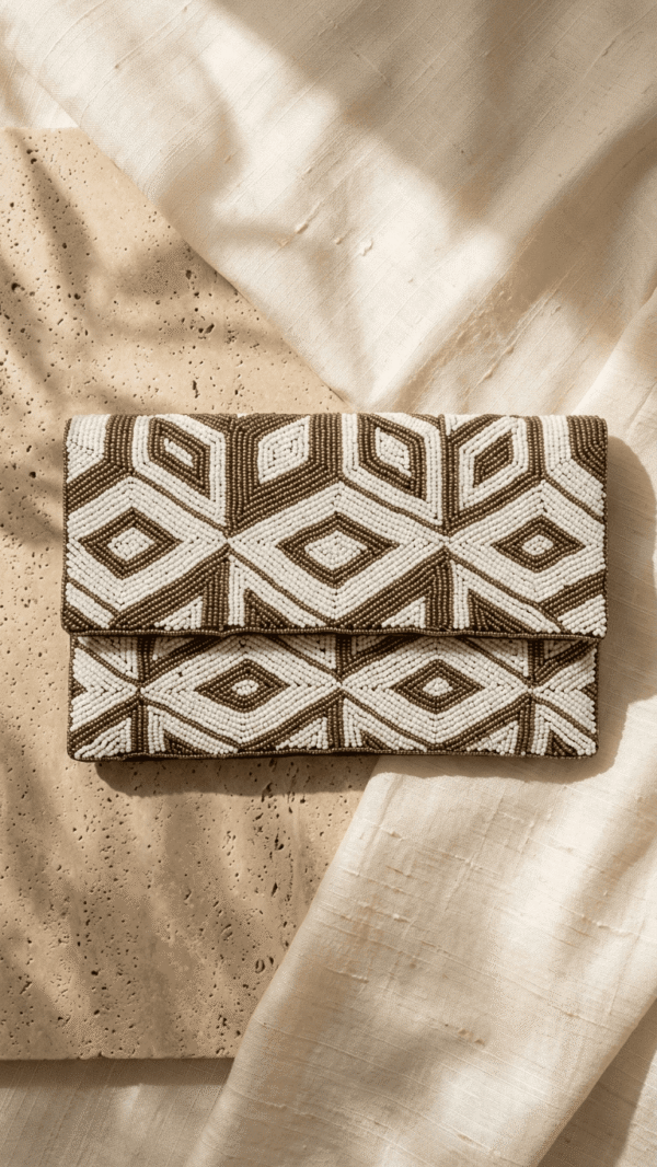 d Desert Geometric Beaded Clutch