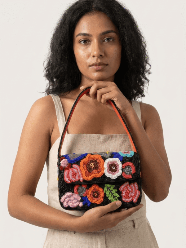 Floral Beaded Shoulder Bag
