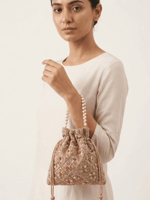 Embellished Pearl Drawstring Potli Bag