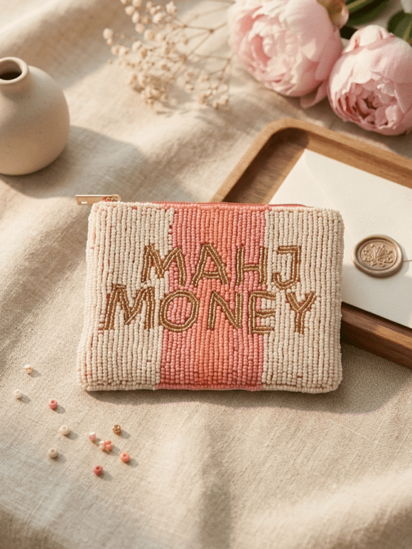 Mahj Money Beaded Zip Coin Purse