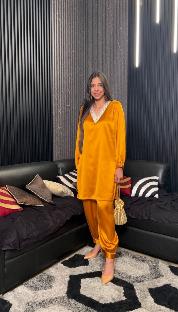 Untitled Mustard Luxe Satin Co-ord Set