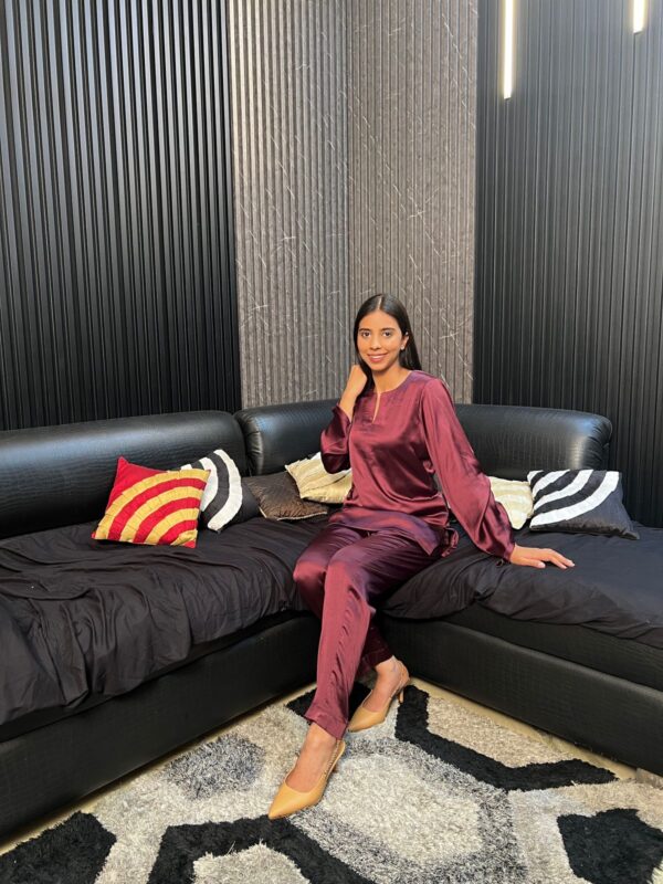 Untitled Wine Satin Co-ord Set