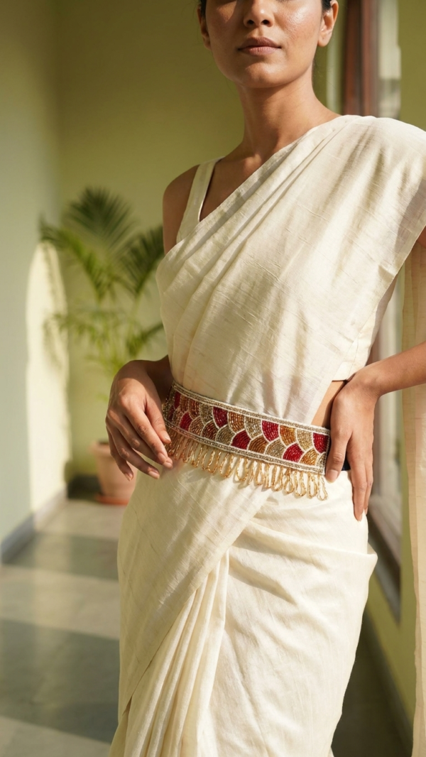 Scarlet Arc Beaded Waist Belt