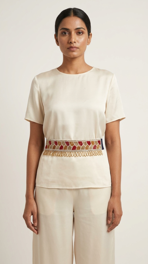 Scarlet Arc Beaded Waist Belt
