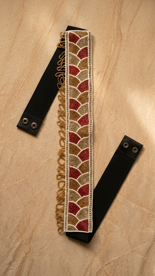 Scarlet Arc Beaded Waist Belt