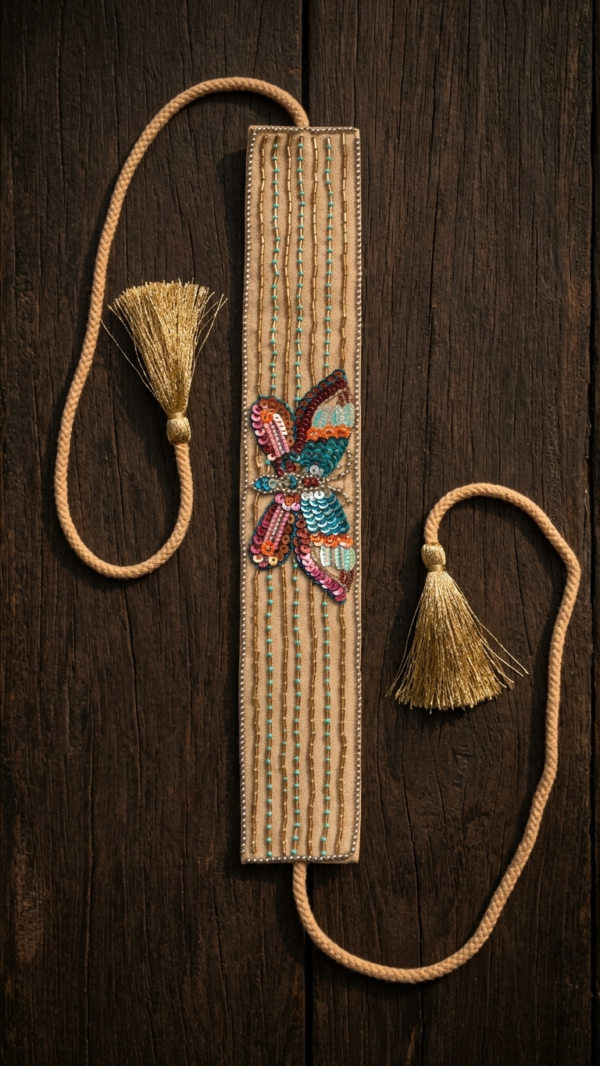 Azure Flutter Beaded Tassel Belt