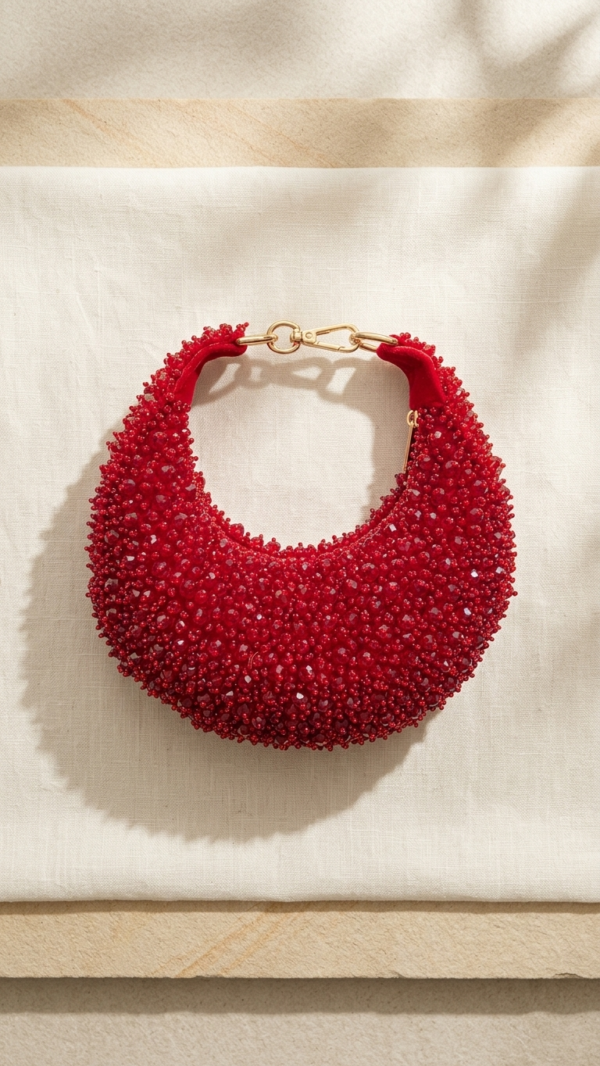 Ruby Radiance Crescent Clutch