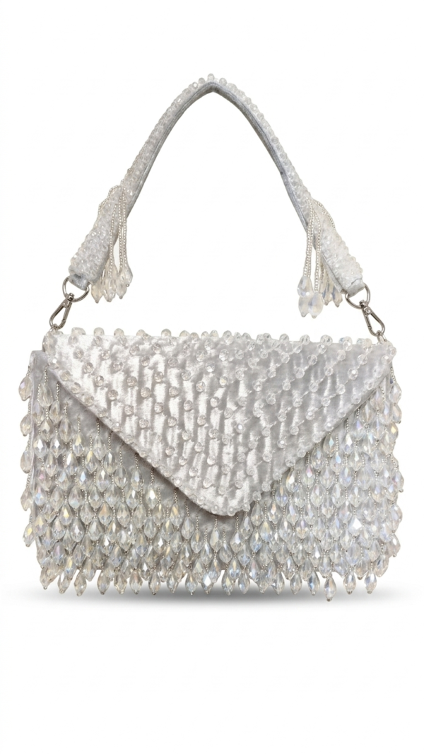 Pearl Cascade Crystal Clutch