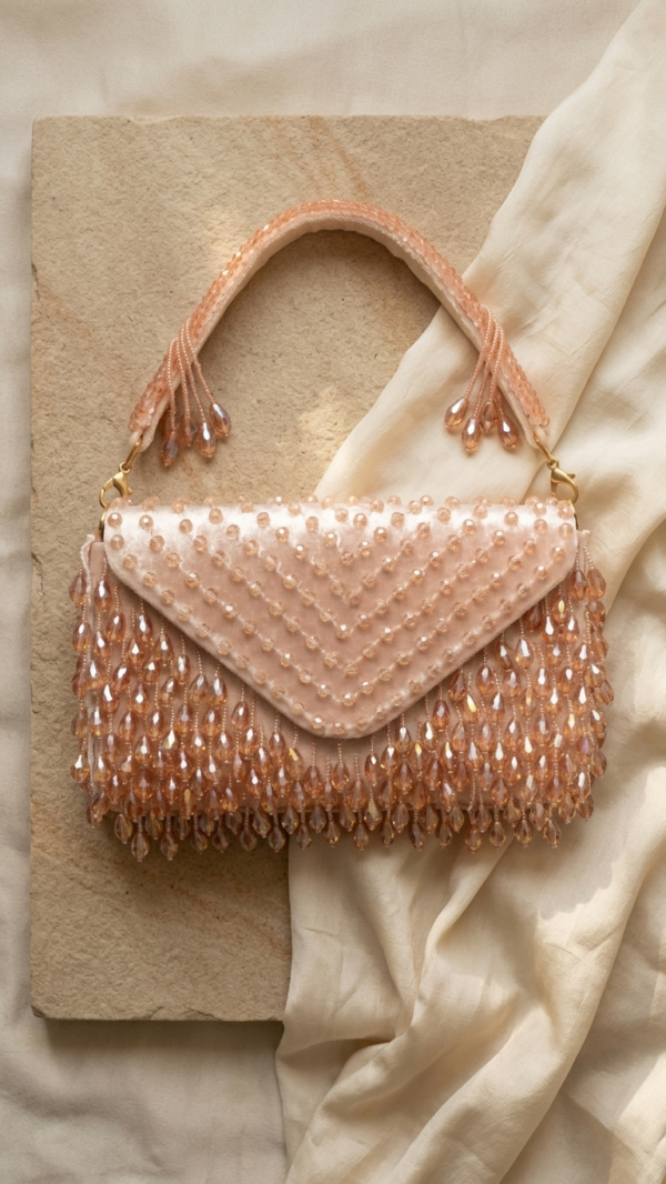 Blush Crystal Cascade Clutch