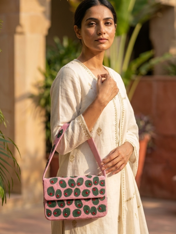 Avocado Pop Beaded Shoulder Bag