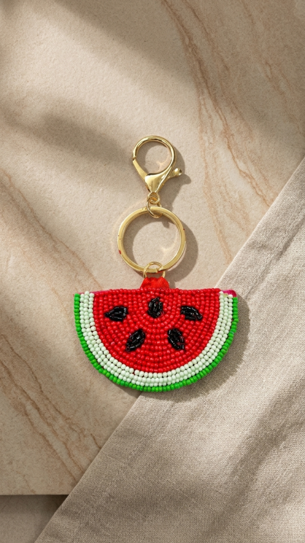 pomelli_photoshoot_image_9_16_0630 (17) Watermelon Slice Beaded Keychain