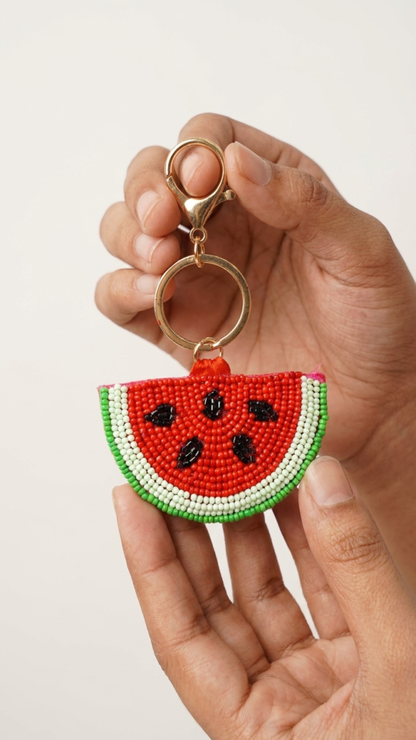 pomelli_photoshoot_image_9_16_0630 (18) Watermelon Slice Beaded Keychain