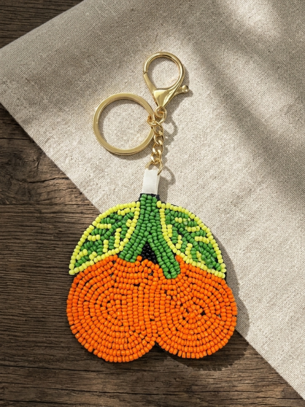 Beaded Double Orange Keychain Charm