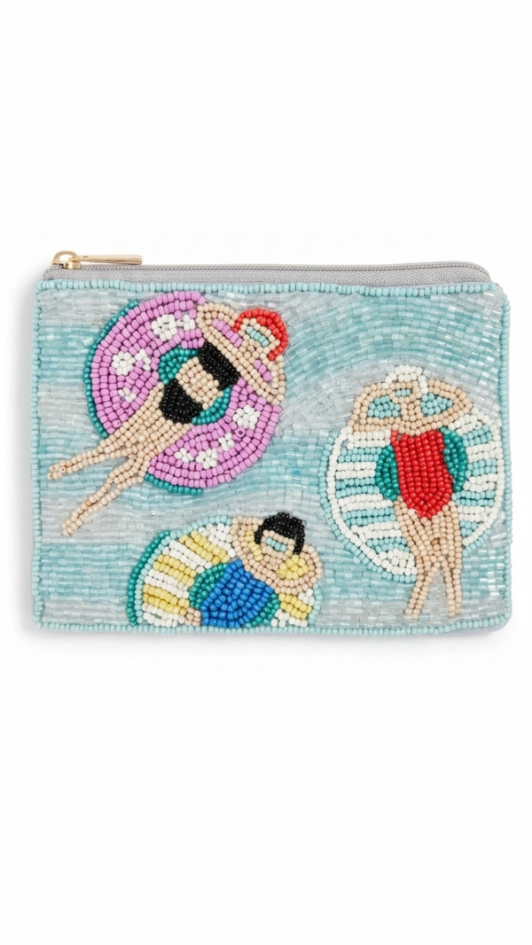 Summer Pool Party Beaded Pouch