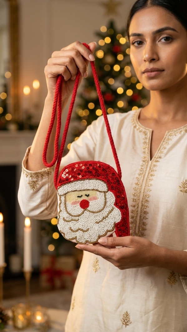 Santa Sparkle  Zipper Pouch