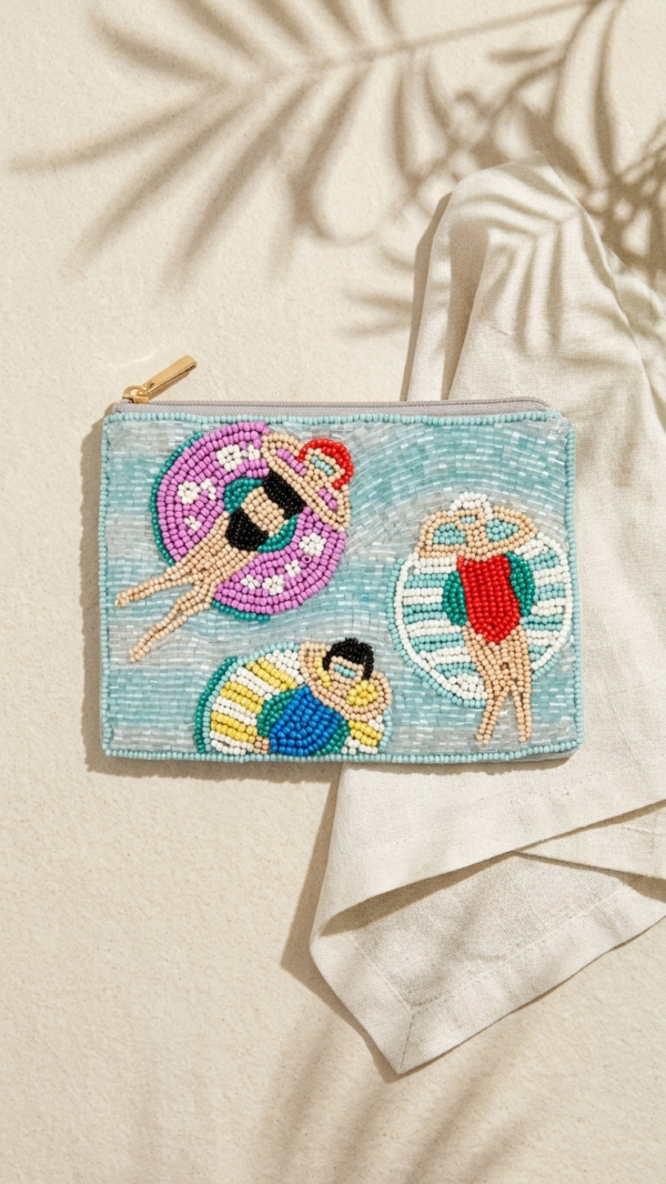 Summer Pool Party Beaded Pouch