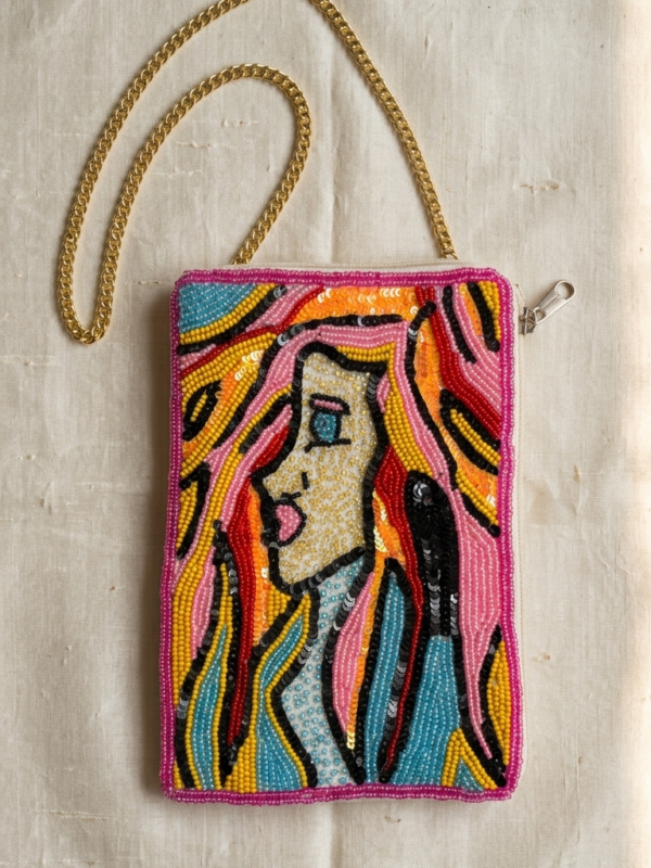 Pop Art Muse Beaded Sling Pouch