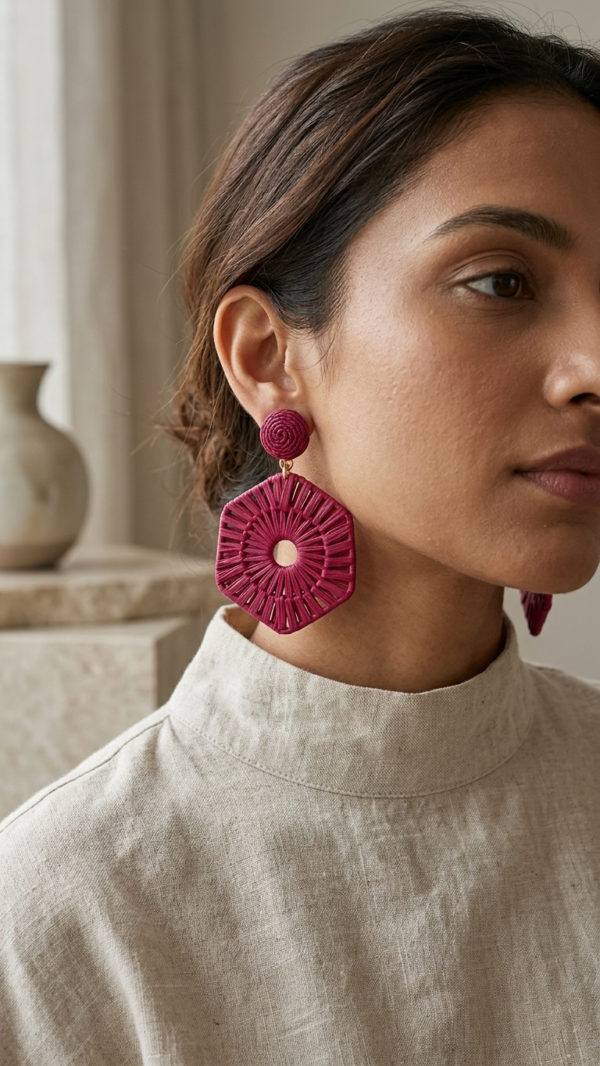 Berry Weave Statement Earrings