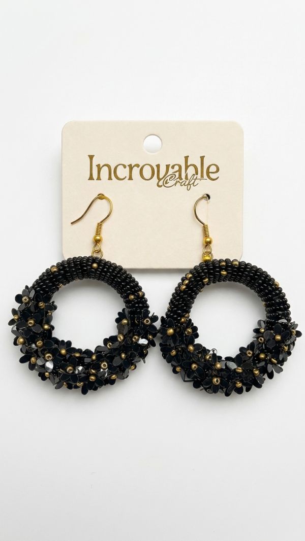 Midnight Bloom Hoop Earrings