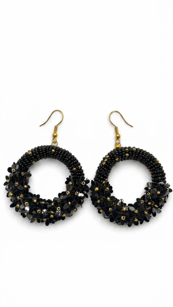 Midnight Bloom Hoop Earrings