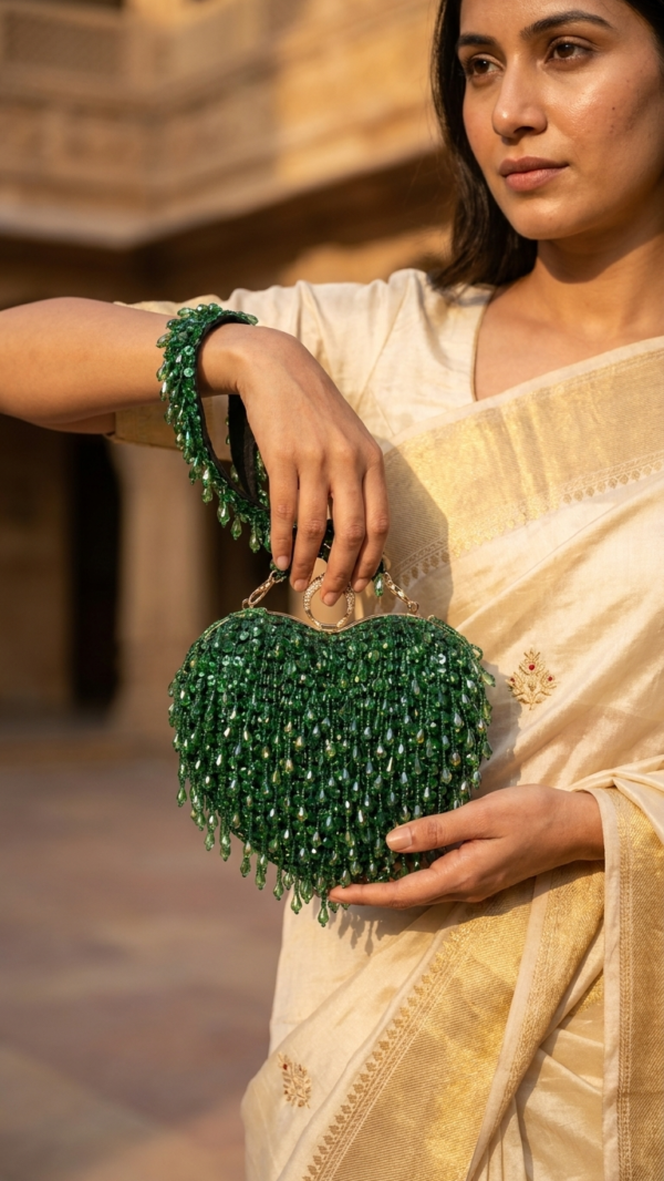 pomelli_photoshoot_image_9_16_0704 (20) Emerald Cascade Fringe Handbag