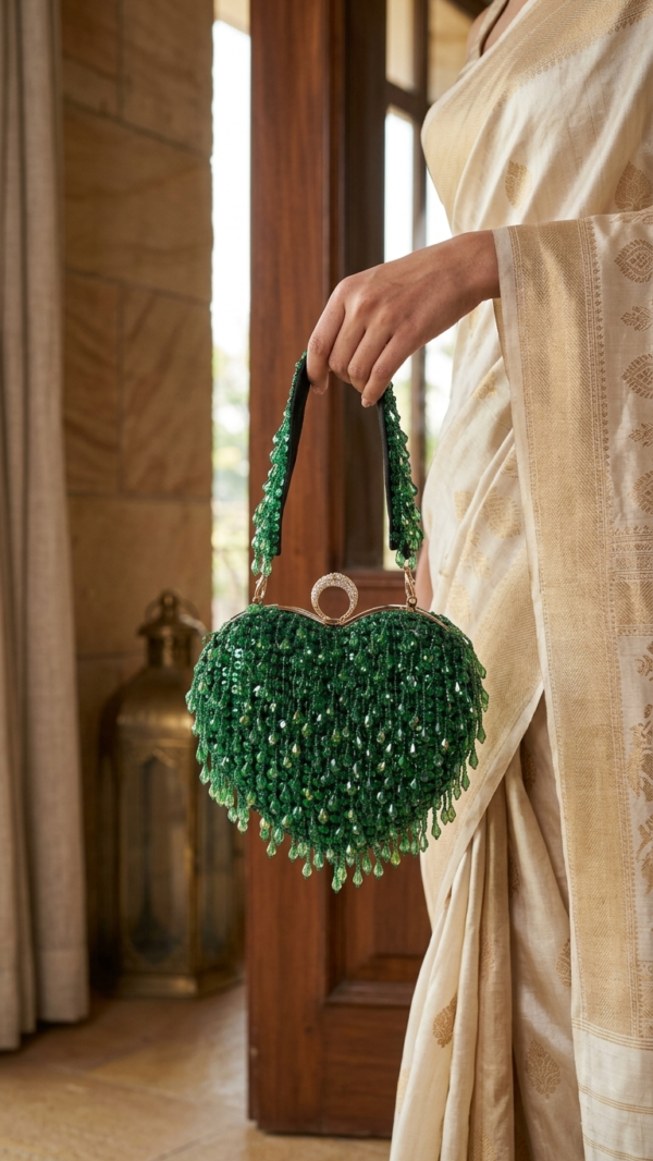 pomelli_photoshoot_image_9_16_0704 (21) Emerald Cascade Fringe Handbag