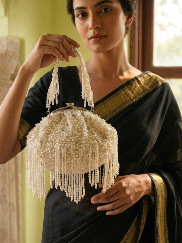 Pearl Cascade Fringe Handbag