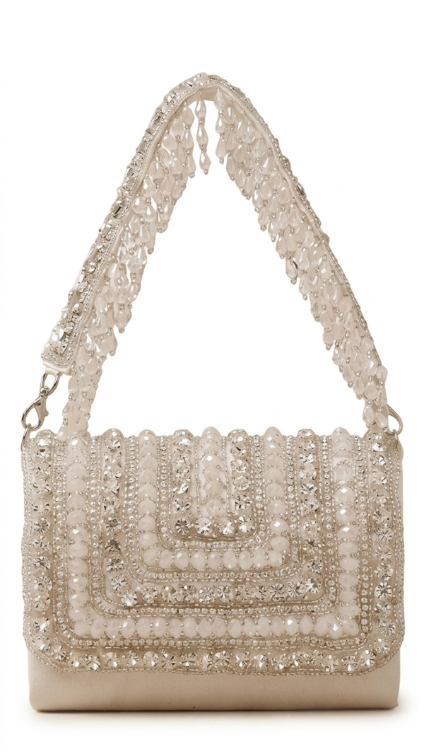 Ivory Crystal Cascade Handbag