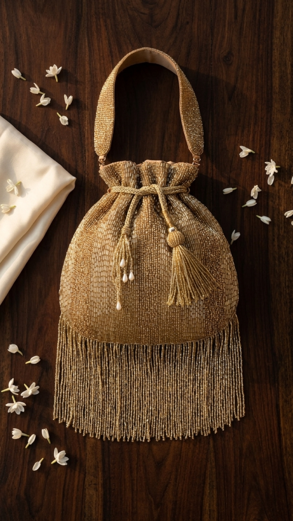 Golden Luxe Double-Sided Beaded Potli