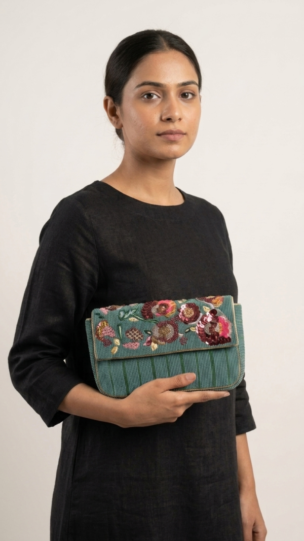 Meadow Bloom Double-Sided Beaded Shoulder Bag