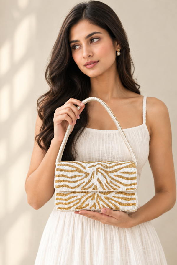 Golden Safari Double-Sided Beaded Shoulder Bag