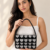 Black & Silver Heart Beaded Shoulder Bag