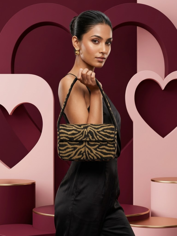 Noir Safari Double-Sided Beaded Shoulder Bag