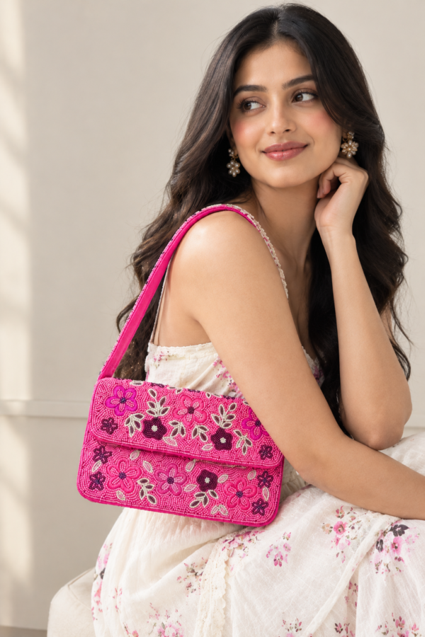 8e3b8493-38f1-438f-a4af-7bb5bcff79b1 Rosé Garden Double-Sided Beaded Handbag