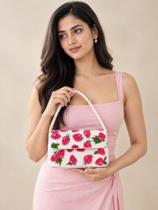 Strawberry Fields Beaded Shoulder Bag
