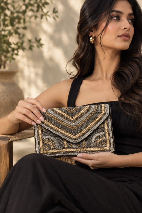 Midnight Opulence Beaded Clutch