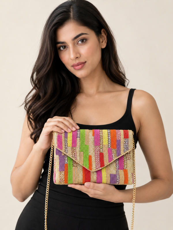 Blush Blossom Floral Beaded Clutch