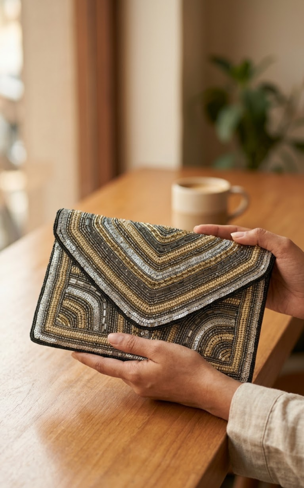 Midnight Opulence Beaded Clutch