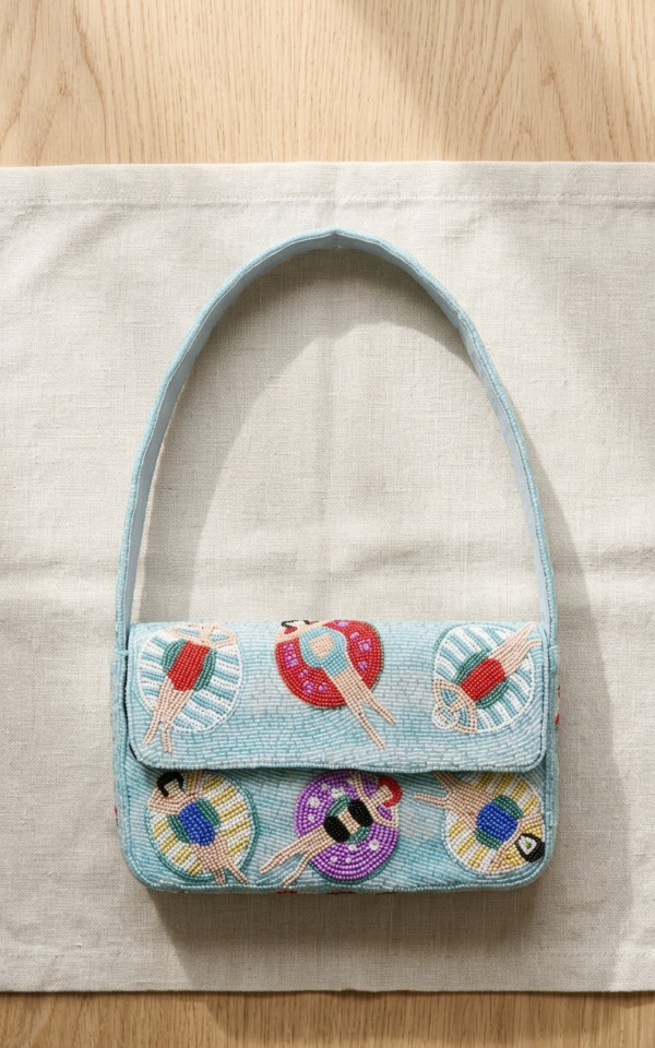 Ocean Pop Double-Sided Beaded Shoulder Bag